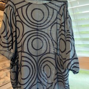 ShopEvelynne blue and navy Circular Pattern Tunic